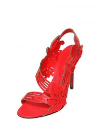 Sergio Rossi | Red 105mm Fluro Leather Flower Sandals | Lyst