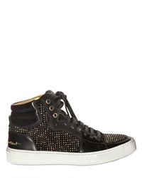 Saint Laurent Studded Suede and Patent Leather Hightop Sneakers in ...