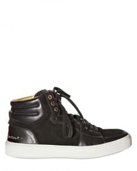 Saint Laurent | Black Malibu Leather & Suede High Top Sneakers | Lyst