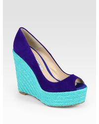 Brian Atwood | Blue Alysha Colorblock Suede Platform Pumps | Lyst