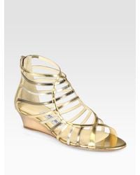 Jimmy Choo | Hedda Metallic Leather Gladiator Wedge Sandals | Lyst