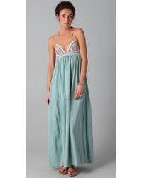 Mara Hoffman | Blue Embroidered Halter Maxi Dress | Lyst