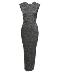 T By Alexander Wang | Black Marled Drape-back Muscle Maxi Dress | Lyst