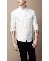 white burberry button down