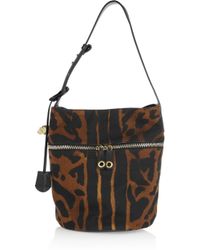Alexander McQueen - Brown Padlock Printed Canvas and Leather Bucket Bag - Lyst