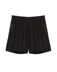 T By Alexander Wang | Black Silk Stripe Habotai Shorts | Lyst