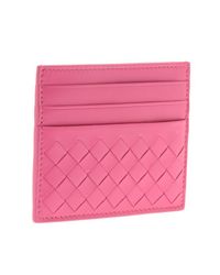 Bottega Veneta Intrecciato Leather Card Holder in Pink | Lyst UK