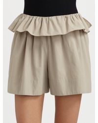 Chloé | Gray Cotton Peplum Shorts | Lyst
