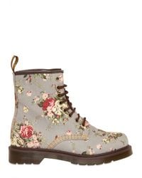 Dr. Martens | Gray Floral Print Canvas Lace Up Boots | Lyst