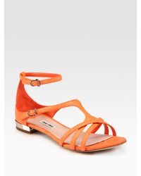 Miu Miu | Orange Stingray Leather Sandals | Lyst