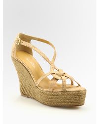 Oscar de la Renta | Natural Clara Cork And Leather Espadrille Sandals | Lyst