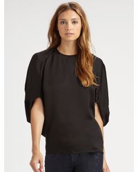 Stella McCartney | Black Satin Drape Top | Lyst
