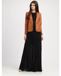 Theory | Brown Frima Leather Blazer | Lyst
