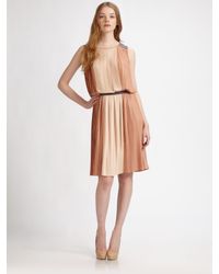 BCBGMAXAZRIA | Black Soft Color Block Pleated Dress | Lyst