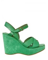 Kork-Ease | Green 110mm Bette Leather Sandal Wedges | Lyst