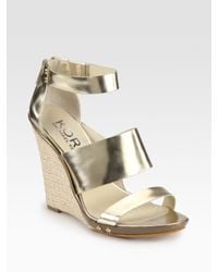 Kors by Michael Kors | Metallic Leather Espadrille Wedge Sandals | Lyst