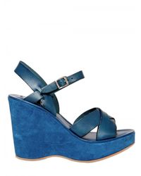 Kork-Ease | Blue 110mm Bette Leather Sandal Wedges | Lyst