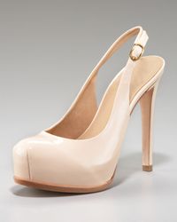 Pour La Victoire | Natural Patent Leather Slingback Pumps | Lyst
