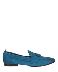 Raparo | Blue Tasseled Perforated Suede Loafers for Men | Lyst