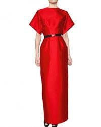 Alessandra Rich | Red Heavy Silk Satin Long Dress | Lyst