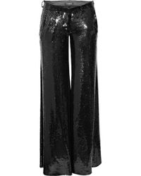 Balmain Wide-leg Sequin Pants in Black - Lyst