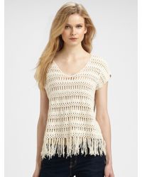 Ella Moss | Natural Mohawk Crochet Fringe Top | Lyst