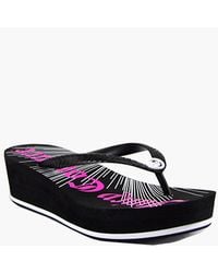 Juicy Couture | Black Wedge Rubber Flip Flop | Lyst
