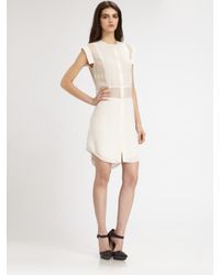 T By Alexander Wang | White Semi-sheer Silk Shirtdress | Lyst