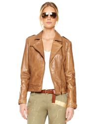 camel leather moto jacket