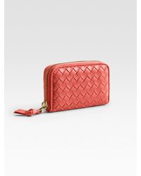 Bottega Veneta | Red Zip-around Coin Purse Wallet | Lyst