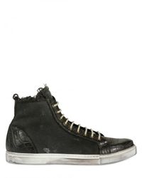 Dami | Black Washed Croco & Canvas High Sneakers for Men | Lyst