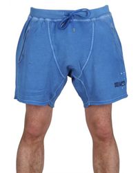 DSquared² | Blue Paint Spots Cotton Fleece Sweat Shorts for Men | Lyst