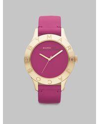 Marc By Marc Jacobs | Purple Goldtone Ion-plated Logo Matte Leather Watch/amethyst | Lyst