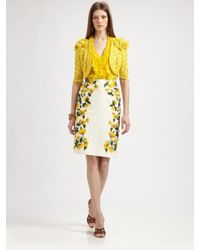 Oscar de la Renta | Yellow Crocheted Silk Bolero | Lyst