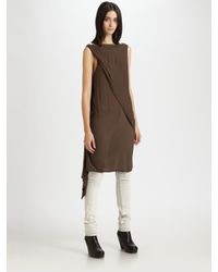 DRKSHDW by Rick Owens | Brown Cotton Dress | Lyst