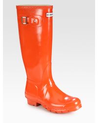 HUNTER | Orange Gloss-finish Original Rain Boots | Lyst