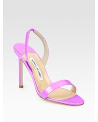 Manolo Blahnik | Purple Patent Leather Slingback Sandals | Lyst