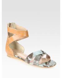 Pour La Victoire | Multicolor Fabia Snake-print Leather Gladiator Sandals | Lyst