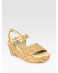Stuart Weitzman | Natural Barbados Woven Slingback Platform Lanyard Sandals | Lyst