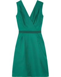 Giambattista Valli Green Silk-shantung Wrap-effect Dress