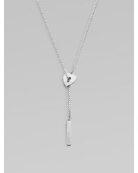 Gucci | Metallic Sterling Silver Textured Heart Lariat Necklace | Lyst