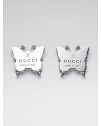 Gucci | Metallic Sterling Silver Butterfly Earrings | Lyst