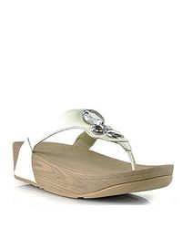 Fitflop | Lunetta - White Leather Jeweled Thong Sandal | Lyst