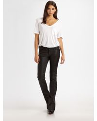 Goldsign | Black Quinn Slim Bootcut Leather Jeans | Lyst