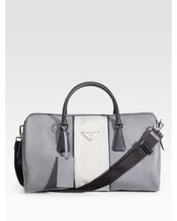 Prada | Gray Saffiano Leather Duffle for Men | Lyst