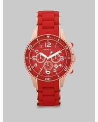 Marc By Marc Jacobs | Rose-gold Ip Finished Stainless Steel Red Chronograph Bracelet Watch | Lyst