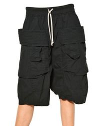 Rick Owens | Black Cargo Stretch Cotton Poplin Shorts | Lyst