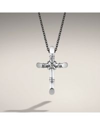 John Hardy | Metallic Cross Pendant On Black Stainless Steel Necklace for Men | Lyst