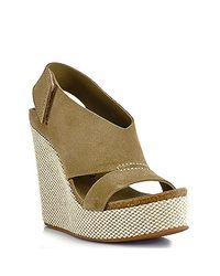 Pedro Garcia | Green Tamesis - Oak Suede High Wedge Sandal | Lyst