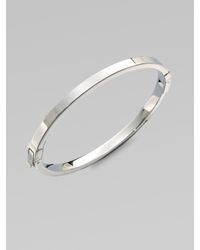 Michael Kors | Metallic Narrow Hinged Bangle Bracelet/silvertone | Lyst